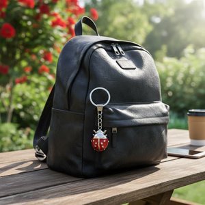 Portachiavi in Metallo Rosso a Forma di Coccinella con Logo Personalizzato per Uso Portachiavi - Product Image 3