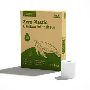 स्वीट केयरफॉर 0 प्लास्टिक टॉयलेट पेपर 100% प्लास्टिक मुक्त पैकेजिंग बांस स्नान ऊतक ईसीओ फ्रेंडली लोशन टॉयलेट रोल