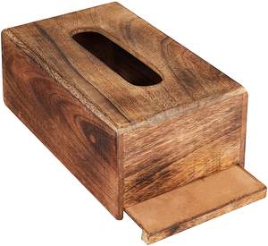 Cubierta de caja de pañuelos de madera, marrón, rectangular, para baño, mesa de comedor, dormitorio - Product Image 3