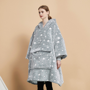 Áo Nỉ <span class=keywords><strong>Sherpa</strong></span> Cỡ Lớn Phát Sáng Trong Bóng Tối Giá Rẻ Có Thể Mặc Chăn Trùm Đầu Cho Nam Nữ Chăn Hoodie Có Tay Áo - Product Image 3