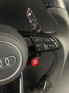 Volante Personalizado de Fibra de Carbono y Cuero con Detalles en Morado para <span class=keywords><strong>Audi</strong></span> Serie A4/A6/A3/Q/S/RS con Botón de Encendido/Apagado - Product Image 2