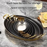 Plat de service ovale de luxe en acier inoxydable épaissi, écologique, durable et compatible micro-ondes, pour fruits de mer et steak, idéal pour la restauration
