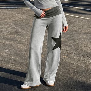 Pantalones Deportivos Y2K Estilo Millennium Vintage con Bloques de Color, Cintura Ajustada, Estampado de Estrellas Único, Corte Ajustado, Casuales - Product Image 2