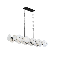 Lustre linéaire moderne en albâtre, abat-jour élégants en forme de globe pour salle à manger ou salon, luminaire suspendu Wabi Sabi