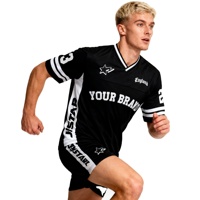 T-shirts personnalisés à col en V, tricotés 220g, imprimés par sublimation pour hommes, vêtements de sport, vêtements de rue amples, uniformes de club de football.