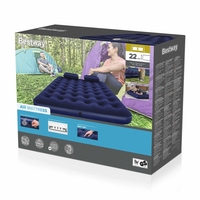 Matelas Gonflable Floqué Bestway 67374 Coody Queen Size 203 x 152 x 22 cm avec Oreillers pour Camping