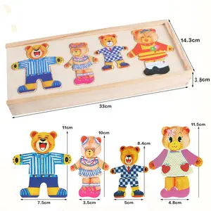 lucu beruang permainan Suppliers-Jigsaw Puzzle Mainan Keluarga Beruang Kayu, Permainan Set Lucu Keluarga Beruang Kayu