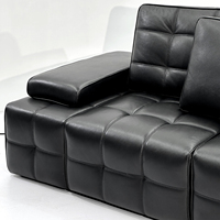 Sofá Modular Inteligente de Cuero Genuino Suave y Moderno, Sofá Cama Eléctrico Multifuncional Retráctil