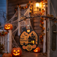 Ornement en contreplaqué pour compte à rebours d'Halloween |   Décoration murale interactive pour maison hantée |   Cadeau de compte à rebours festif à thème citrouille