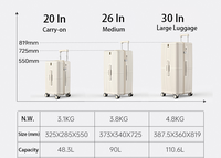 Valise de voyage rigide pour PC, personnalisable avec logo et couleur, 20 pouces, à roulettes pivotantes, prête à l'emploi, bagage cabine