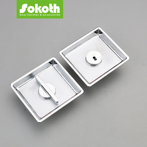 Modern Design Privacy Pocket Door Lock Hardware Invisible Sliding Door Lock <strong>with</strong> Keys Recessed <strong>Handle</strong> <strong>Latch</strong> for Hotels - Product Image 6