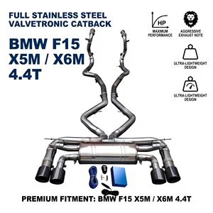 Système d'échappement complet Vortex SS304 et tuyaux avant pour BMW X5M F15 X6M F16 S63 V8 4.4T, kit silencieux performant à soupapes complet - Product Image 1