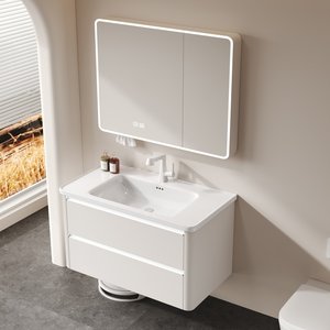 Lavabo Integrado de Cerámica y Aluminio, Montado en la Pared, Impermeable <span class=keywords><strong>IPX4</strong></span>, Espejo LED con Certificación ENF, Garantía de 5 Años, Estilo Moderno y Sencillo para Baño - Product Image 3