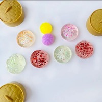 Jouet à presser Kawaii en forme de boule de cristal, en caoutchouc à rebond lent, anti-stress, sensoriel, rempli de paillettes, en forme de Baozi vapeur, pour adolescents