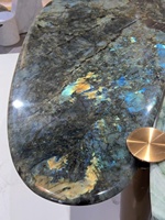 Dalles de pierre de granit bleu de Madagascar, labradorite lémurienne, irisées bleuâtres, décoration intérieure de luxe, dessus de table, carrelage