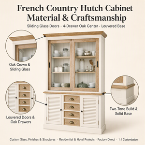 <span class=keywords><strong>Buffet</strong></span> de salon bicolore en bois avec portes coulissantes vitrées, 4 tiroirs et étagères à persiennes - Product Image 5