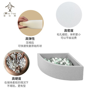 Piscine à balles d'angle Love Tree 100x40x4cm en tissu gris pour enfants, jouet d'intérieur - Product Image 3