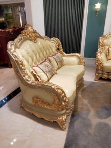 Juego de sofás ZX07 Golden Chesterfield, muebles individuales para sala de estar con marco de madera y <span class=keywords><strong>cama</strong></span> de estilo árabe con relleno de esponja - Product Image 3