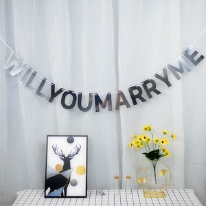 Guirnalda de Banderines de Papel Espejo con la Propuesta '¿Te Casas Conmigo?', Decoración para Boda, San Valentín, Festival de <span class=keywords><strong>Primavera</strong></span>, Adorno para la Cola del Coche - Product Image 1