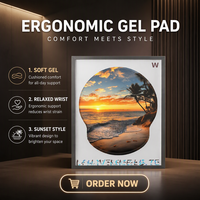 Tapis de souris ergonomique avec coussin en gel, repose-poignet rond confortable, support pour poignet d'ordinateur, tapis de souris pour ordinateur portable, base antidérapante en EVA pour le jeu