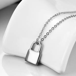 Colliers de <span class=keywords><strong>couple</strong></span> en acier inoxydable avec pendentif breloque cadenas vierge, personnalisables avec logo, <span class=keywords><strong>pour</strong></span> la vente en gros et les cadeaux - Product Image 5