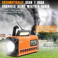XSY-340 Tragbares Radio mit Handkurbel, Notfall-Solarladefunktion, 10000mAh AM/FM-Akku, Taschenlampe mit SOS-Funktion und Internetradio
