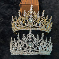 Qushine Grande Couronne de Reine en Cristal, Diadème de Mariée, Accessoires Capillaires pour Mariages et Concours de Beauté