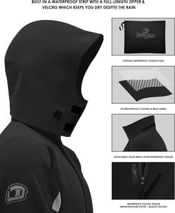 Traje de <span class=keywords><strong>Lluvia</strong></span> para Motocicleta para Hombre, Impermeable, Cortavientos, Transpirable, con Capucha Reflectante, Cierre de Cremallera, para Senderismo al Aire Libre, con Logotipo, Color Negro - Product Image 3