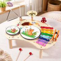 Table d'instruments de musique en bois 8 en 1, station musicale Montessori, xylophone, tambour, jouet éducatif précoce pour enfants et tout-petits