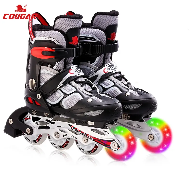 Bigougar — patins en ligne pour enfants, réglables et durables, rouleau clignotant avec roues illuminées pour débutant