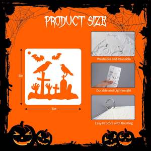 Pochoirs crâne visage citrouille réutilisables Halloween 36pcs 3 pouces Petits pochoirs Halloween pour la peinture sur bois pour le dessin et l'artisanat - Product Image 1