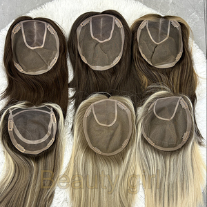 Hot bán Remy tóc con người kích thước lớn hơn 7.5x9 inch cô gái tóc vàng nổi bật tay gắn Mono cơ sở Topper cho phụ nữ - Product Image 1