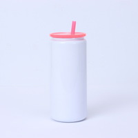 Sublimación Mason Cup 16OZ Termo térmico de acero inoxidable Taza con tapa de color Pajita de plástico de color con efecto de sublimación