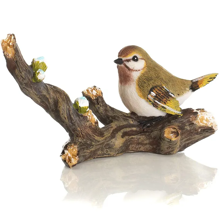 Коллекционная Фигурка ручной работы на заказ, стоящая на ветке, зеленые Маленькие Птицы из смолы ^