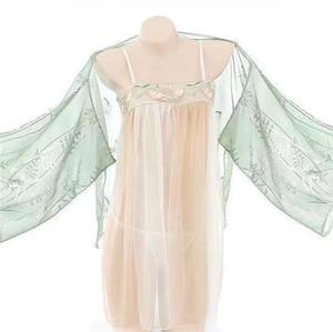 Lingerie érotique pour femmes, Robe longue séduisante style Hanfu palais ancien transparente, grande taille, avec bandeau ventre nu et haut bustier - Product Image 1