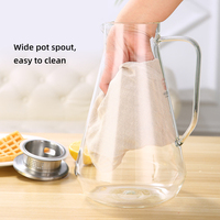 Carafe en verre borosilicate résistant à la chaleur 1,8 L, pichet à thé glacé transparent avec couvercle et poignée
