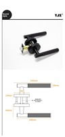 Serrure de porte magnétique silencieuse dorée avec poignée noire, installation facile, nouveau design américain pour portes de chambre et de salle de bain