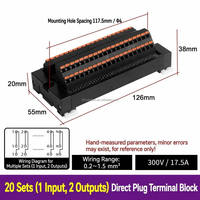 Bloc de bornes à pression en cuivre pur PA66 1 entrée 16 sorties, module 0,2-1,5 mm² 300 V 17,5 A pour centre de commande de moteur