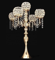 5 bras argent métal cristal bougeoir décoration de mariage Table pièce maîtresse mariage décor candélabre métal fleur support