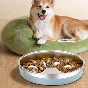 Mangkuk pemberi makan anjing Anti Slip, 3 cangkir kapasitas besar Stainless Steel mangkuk air Cepat kelas makanan hewan peliharaan - Product Image 1