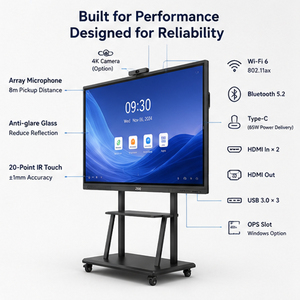 จอไวท์บอร์ดแบบอินเทอร์แอคทีฟ 4K UHD ขนาด 75/86 นิ้ว พร้อมจุดเชื่อมต่อไวไฟคู่ สำหรับสำนักงาน โรงเรียน บ้าน และความบันเทิง Zgs- - Product Image 4