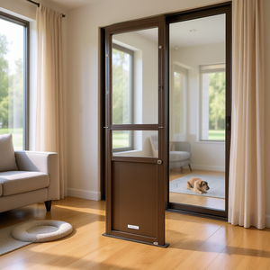 Porte pour chien en alliage d'aluminium à hauteur réglable 75-81 pouces XL, design moderne avec verre coulissant intérieur - Product Image 3