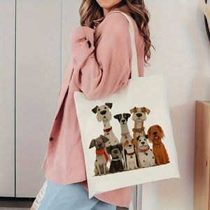 Sac fourre-tout créatif en toile à motif écharpe pour chiot, grande capacité, écologique, réutilisable, multifonctionnel, pour le shopping, idéal pour l'hiver - Product Image 6