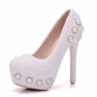 Escarpins à perles pour femmes BS007, talons fins de 14 cm, chaussures de mode pour mariage, chaussures de soirée printemps automne, grandes tailles 36-41