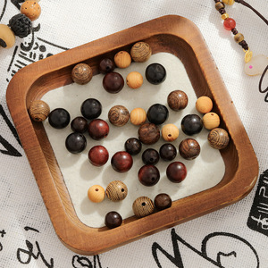 Perles en bois de Nantong, rondes, en bois de santal naturel, ébène, bois de rose, pour la fabrication de bracelets DIY, perles en vrac, taille moyenne - Product Image 3