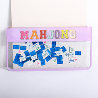Sac transparent en PVC avec lettre monogramme personnalisé pour bricolage, carreau de Mahjong, fermeture éclair, grandes pochettes plates en PVC imperméable et transparent, sacs à cosmétiques