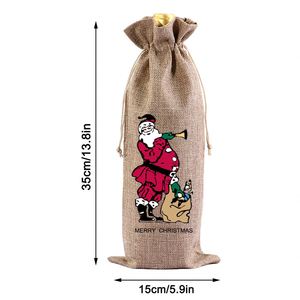 Eco-Friendly Custom Linen Red Wine Bag Recyclable Single Packaging Drawstring for Birthday Christmas Celebrations Gift Stamping - Product Image 2