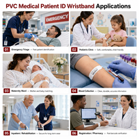 Özel Su Geçirmez Tek Kullanımlık Yumuşak PVC RFID Bileklik 13.56MHz NFC Hasta Kimlik Tıbbi Bilekliği Hastane İçin