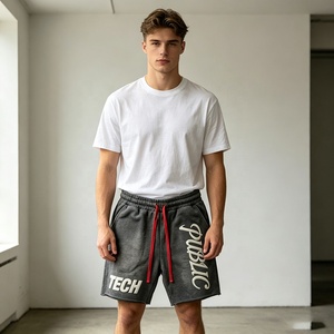 Fabricante de Marca Privada, Pantalones Cortos Personalizados con Estampado Puff y Lavado Ácido para Hombre, Pantalones Cortos Deportivos con Estampado Serigrafiado, Borde Deshilachado y Estilo Jogger para Verano - Product Image 3