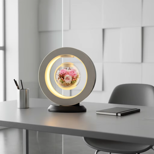 โคมไฟลอยแม่เหล็ก LED ทำมือ ของขวัญวันวาเลนไทน์วันแม่ พร้อมดอกกุหลาบอมตะในแจกันลอยได้ - Product Image 6